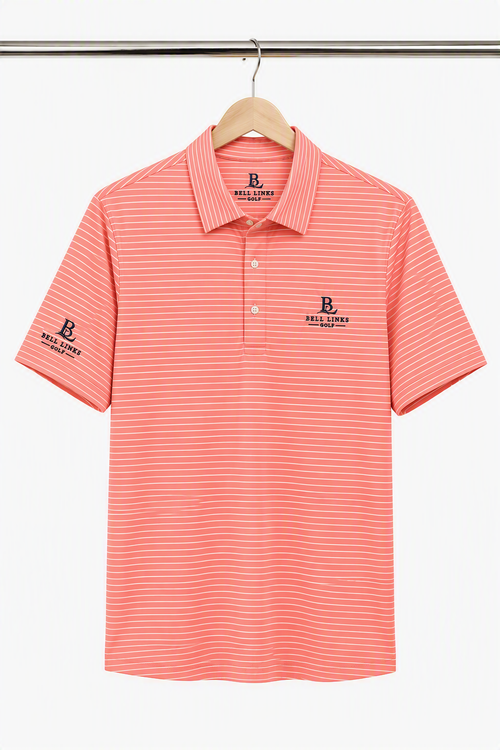 Coral Stripe Polo