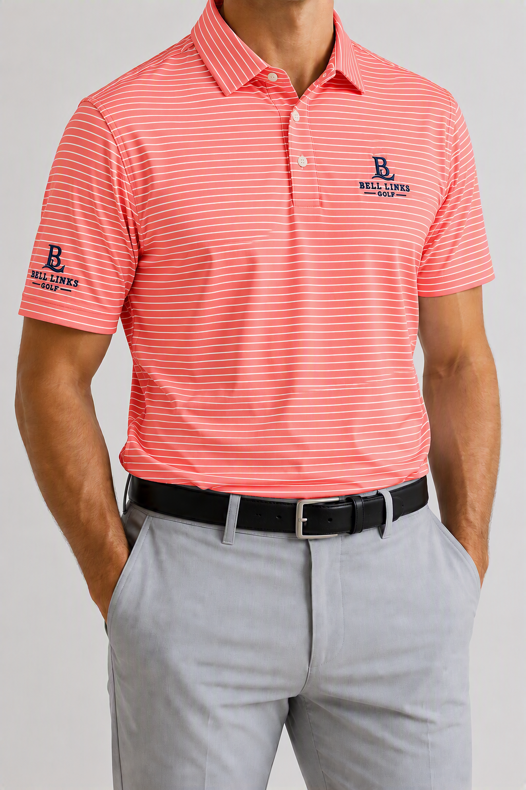 Coral Stripe Polo